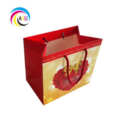 2020   full printing  china cheap wholesales custom logo shopping Love paper bag with cotton handles