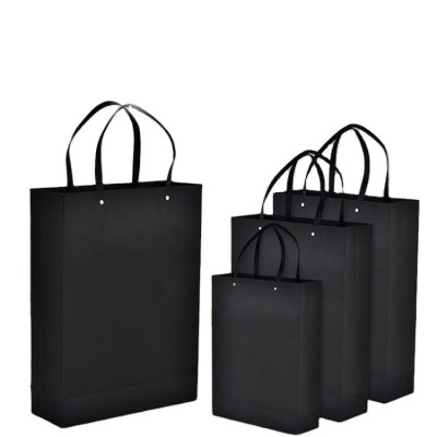 Black  Kraft Paper Gift Bags with Handles Shopping Bag Premium Elegant Matte Modern for Retail Clothing Boutique bags