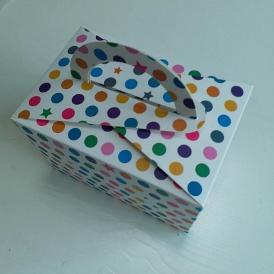 STOCK colored  produced cardboard cake packaging paper box for bakery